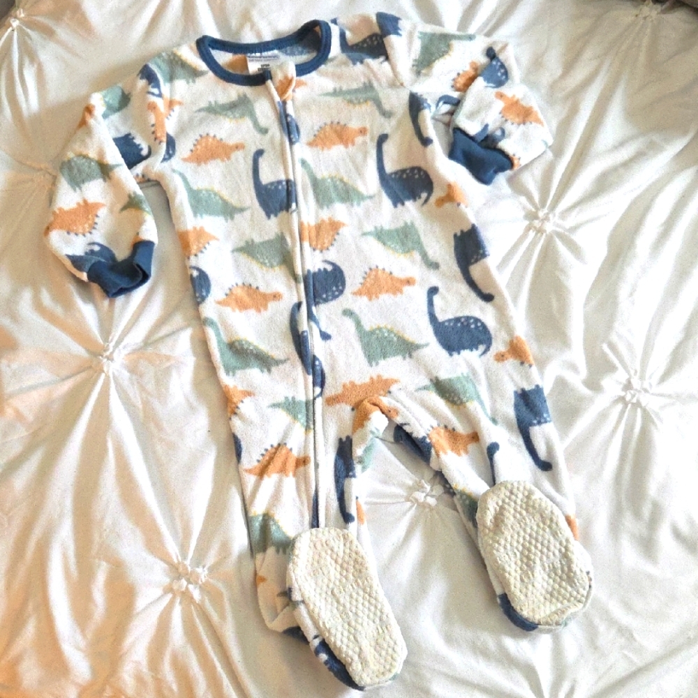 Dinosaur Print Kids Fleece Footies
